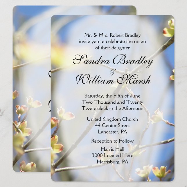 Invitación a la boda de primaveras (Anverso / Reverso)