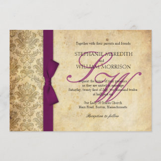 Invitación a la boda de puño de marea de plum Dama