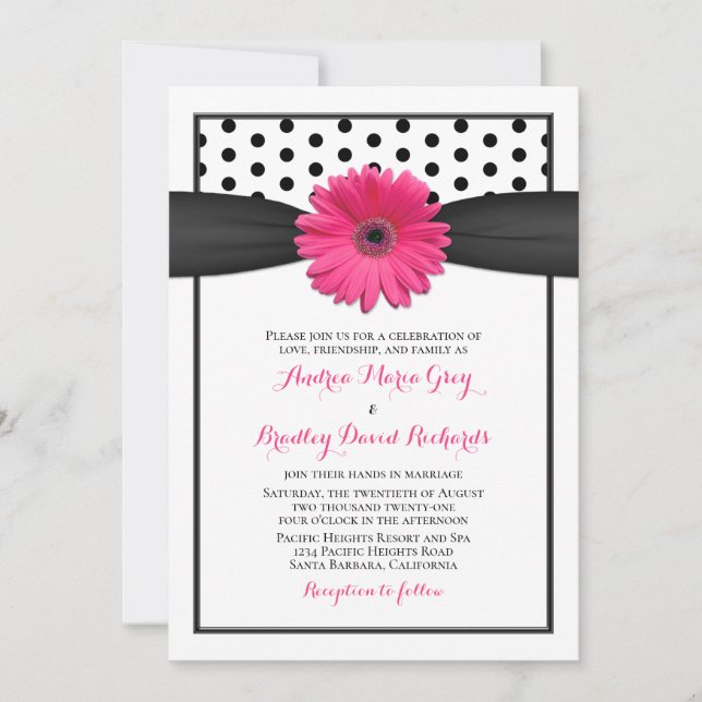 Invitación a la boda de Punto Daisy Polka (Anverso)