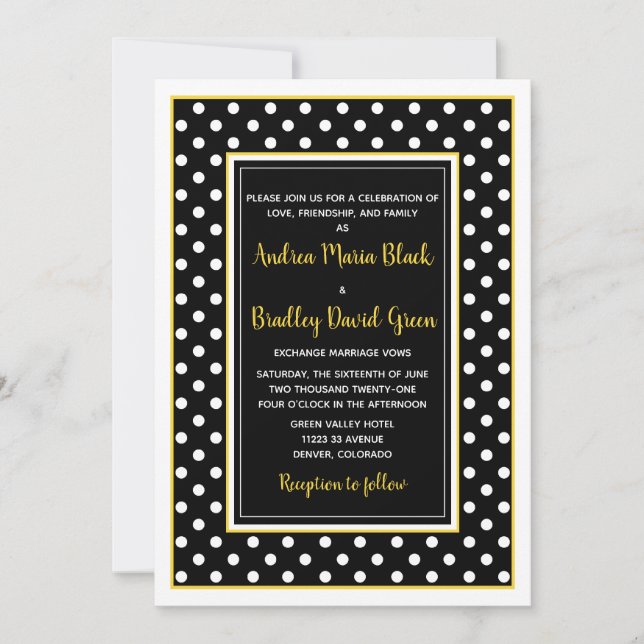 Invitación a la boda de Punto de Polka Blanco Amar (Anverso)