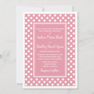 Invitación a la boda de Punto de Polka Blanco Peta