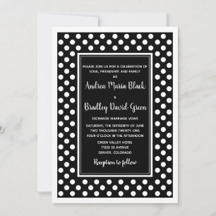 Invitación a la boda de Punto Polka Blanco Negro
