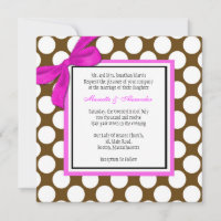 Invitación a la boda de Punto Polka Rosa y Marrón
