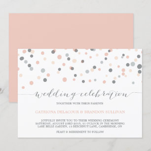 Invitación a la boda de puntos de confetti grises
