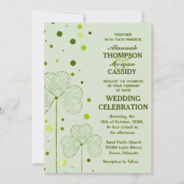 Invitación a la boda de puntos de la Polka Shamroc