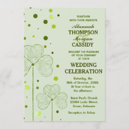 Invitación a la boda de puntos de la Polka Shamroc