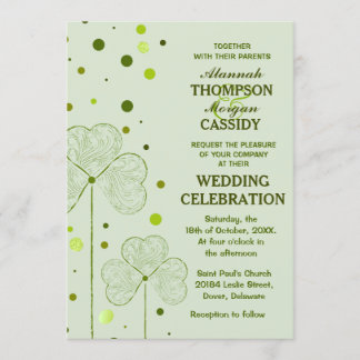 Invitación a la boda de puntos de la Polka Shamroc