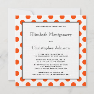 Invitación a la boda de puntos de Polka blanco y n