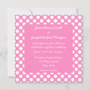 Invitación a la boda de puntos de polka rosa y bla