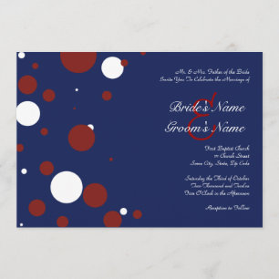 Invitación a la boda de puntos del polka rojo, bla