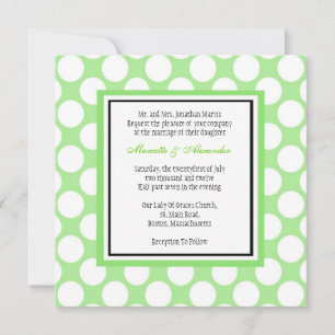 Invitación a la boda de puntos del Polka verde