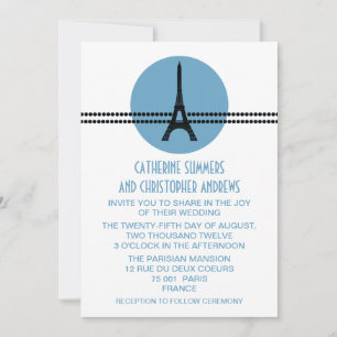 Invitación a la boda de puntos parisinos de Mod, a