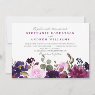 Invitación a la boda de Purple Lavender Floral Boh