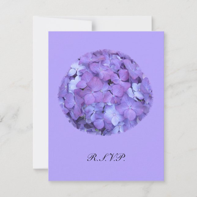 Invitación a la boda de Púrpura Hydrangea RSVP (Anverso)