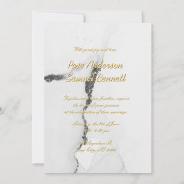 Invitación a la boda de Purpurina blanco negro con
