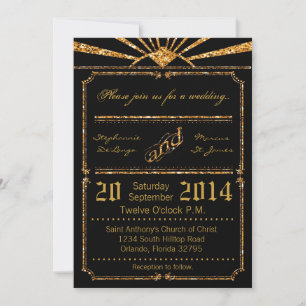 Invitación a la boda de Purpurina de oro en el Art