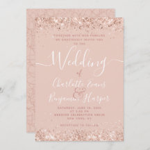 Invitación a la boda de Purpurina de oro Girly Ros