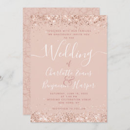 Invitación a la boda de Purpurina de oro Girly Ros