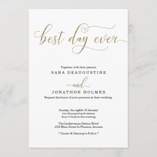 Invitación a la boda de Purpurina de oro "Mejor Dí