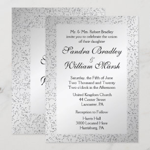 Invitación a la boda de Purpurina plateado