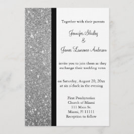 Invitación a la boda de Purpurina plateado