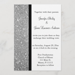 Invitación a la boda de Purpurina plateado