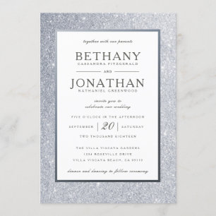 Invitación a la boda de Purpurina plateado