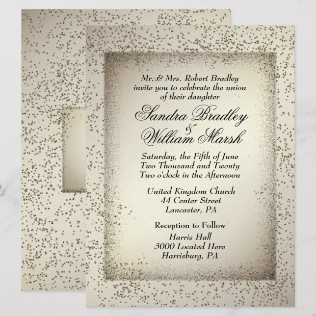 Invitación a la boda de Purpurinas antiguos (Anverso / Reverso)