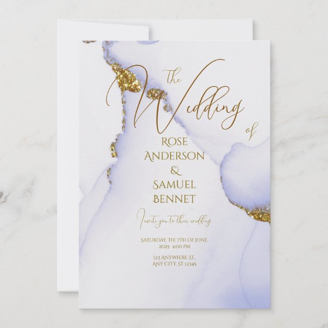 Invitación a la boda de Purpurinas hechos a mano c (Anverso)