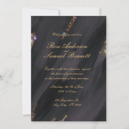 Invitación a la boda de Purpurinas negros