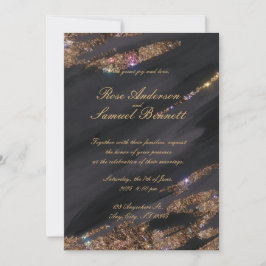 Invitación a la boda de Purpurinas negros