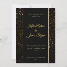 Invitación a la boda de Purpurinas negros y dorado