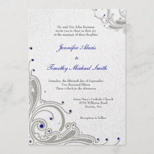 Invitación a la boda de purpurinas plateados + joy
