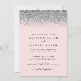 Invitación a la boda de Purpurinas rosados y plate