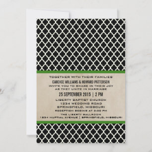 Invitación a la boda de Quatrefoil de Moda Verde