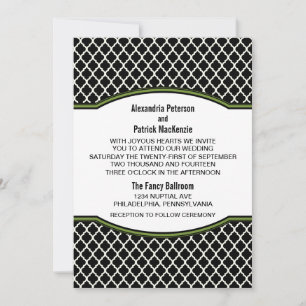 Invitación a la Boda de Quatrefoil Elegante Verde