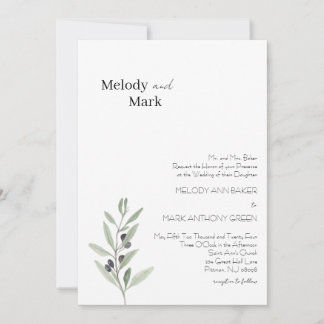 Invitación a la boda de Rama de Oliva Clásica