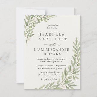 Invitación a la boda de Rama de Olivo - Verde Mini