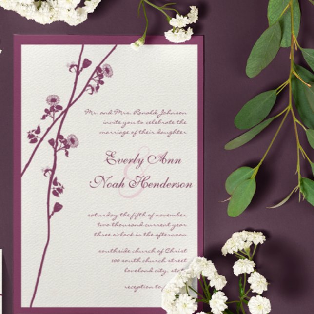 Invitación a la boda de ramas de flores silvestres (Subido por el creador)