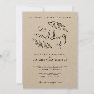 Invitación a la boda de ramas rusticas