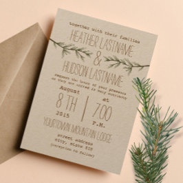 Invitación a la boda de ramas rusticas de Evergree