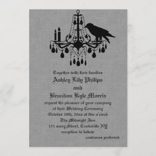 Invitación a la boda de Raven y Spider Damask Gray