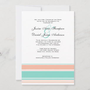 Invitación a la boda de rayas verdes y melodías