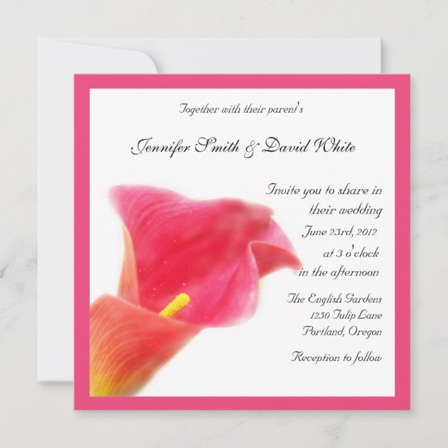 Invitación a la boda de Red Calla Lily (Anverso)
