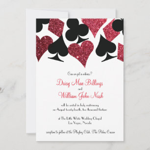 Invitación a la boda de Red Faux Purpurina Las Veg