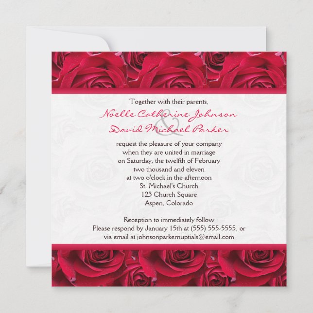 Invitación a la boda de Red Roses Galore (Anverso)