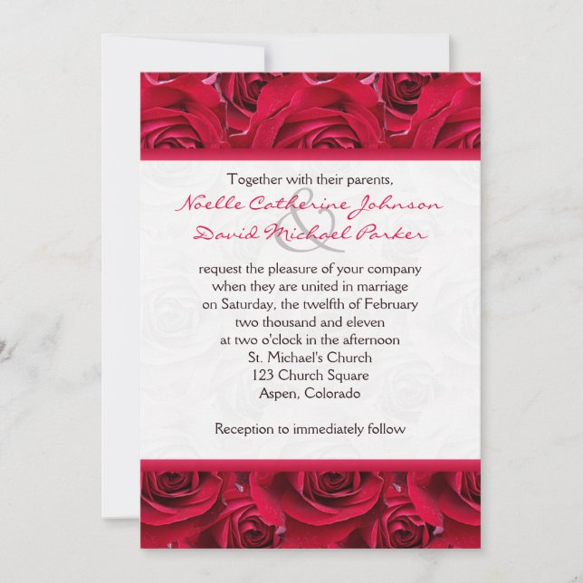 Invitación a la boda de Red Roses Galore (Anverso)