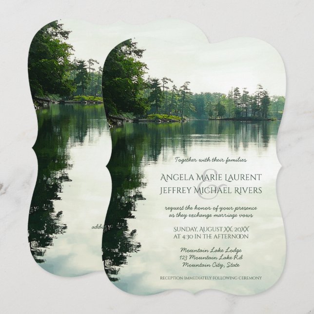 Invitación a la boda de reflexión del lago de mont (Anverso / Reverso)