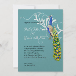 Invitación a la boda de Regal Peacock & Swirls