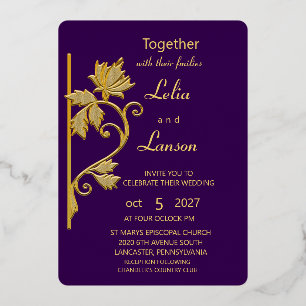 Invitación a la boda de Relieve metalizado con mot